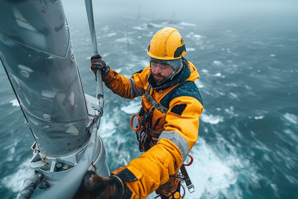 Maritime worker doing electrical work