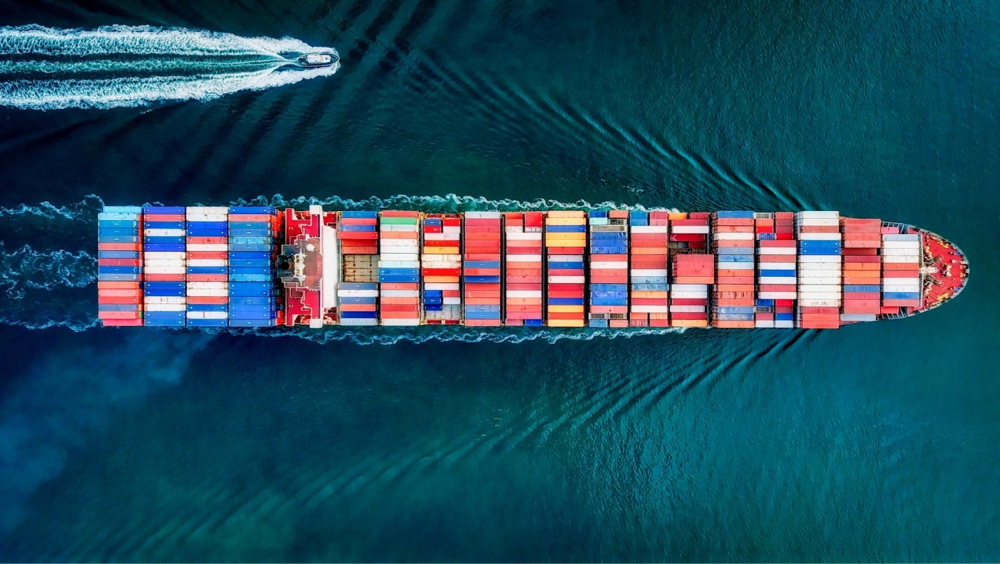 aerial photography of container ship