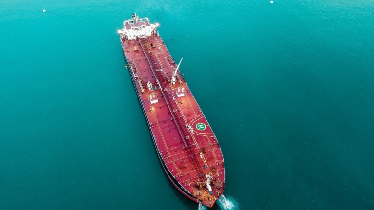 aerial view oil vessel