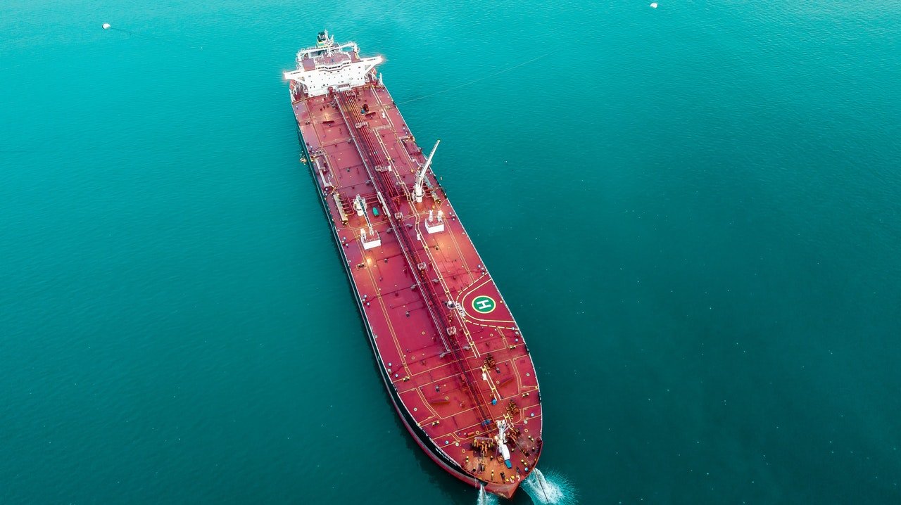 aerial view oil vessel