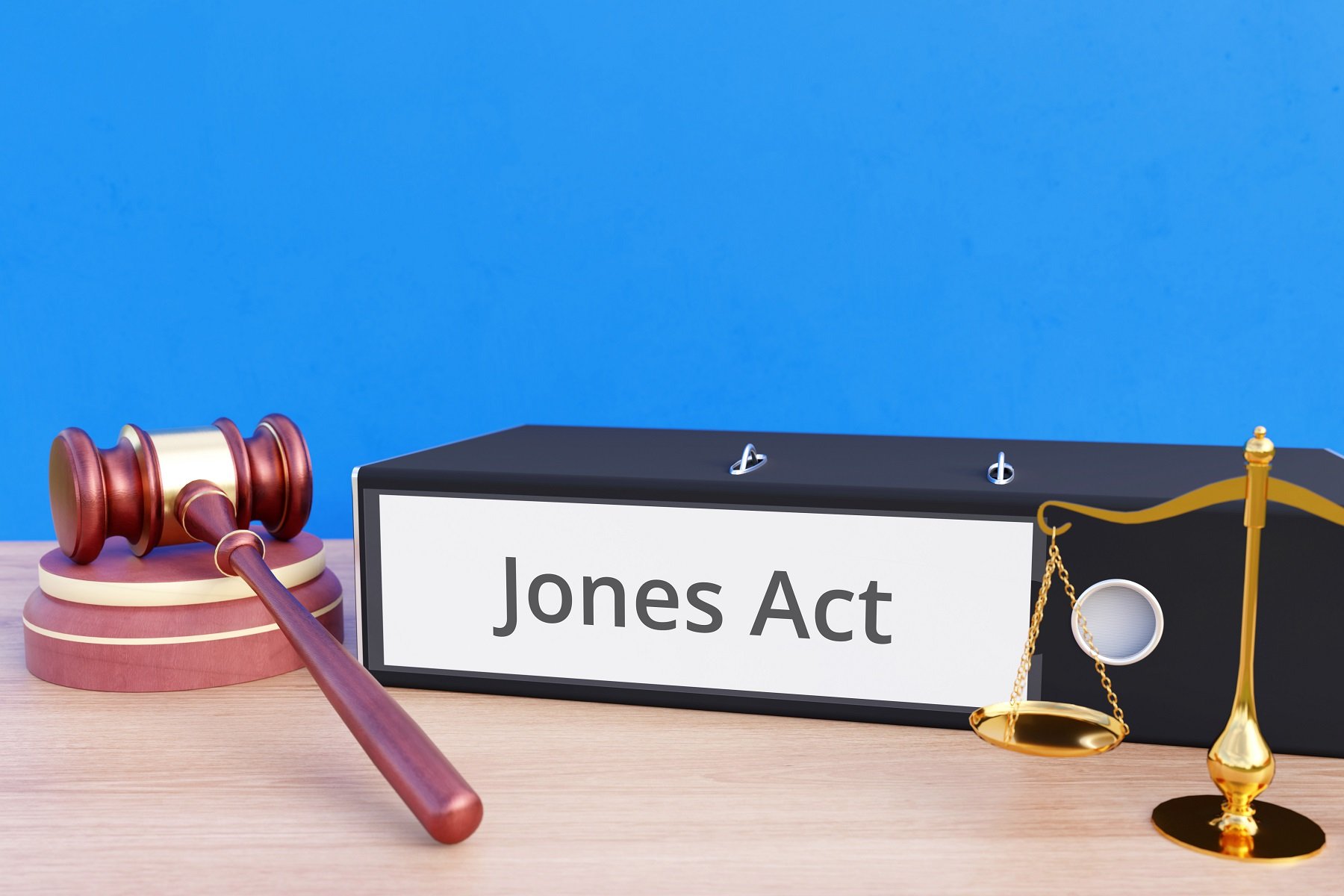 Jones Act – Folder with labeling, gavel and libra