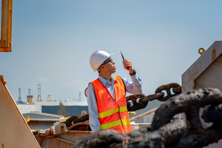 ship crew prepare the ship to drop anchorage for safety berthing in port