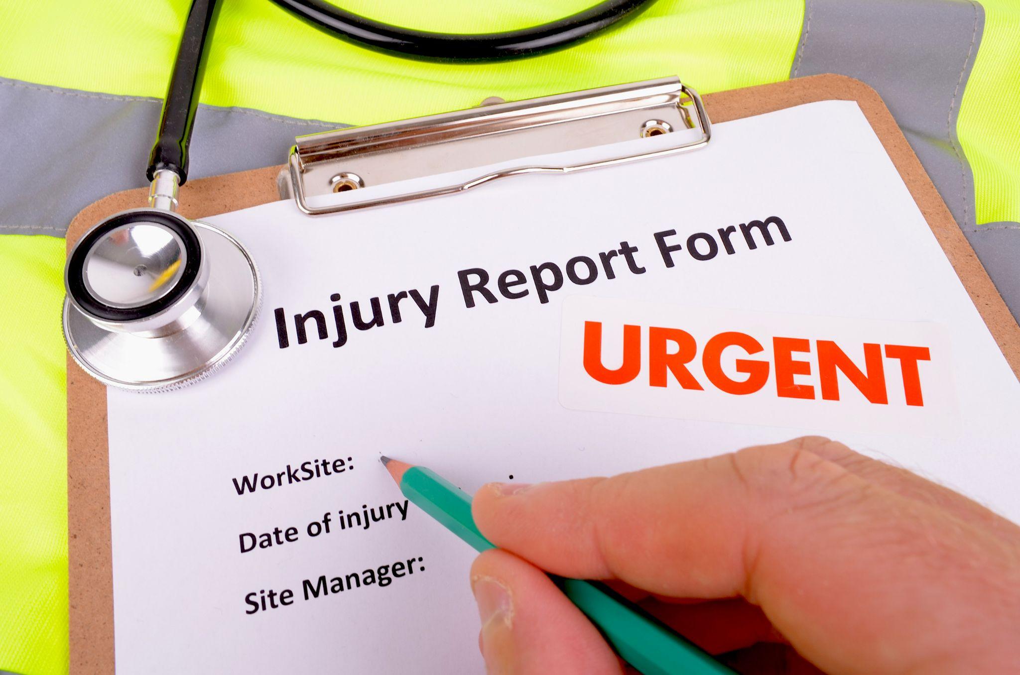 Work place injury report form and document