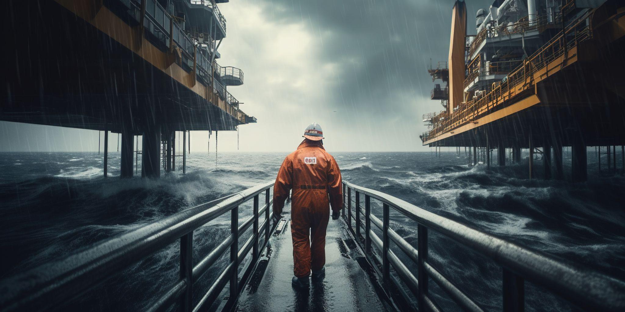 Worker at a offshore oil rig