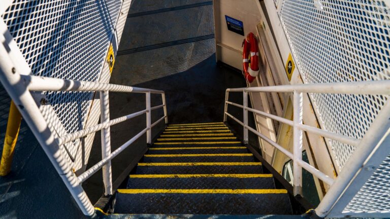 Slippery steps on a ship