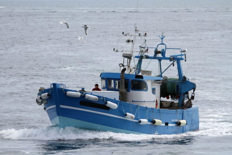 Fishing boat with a trawl winch