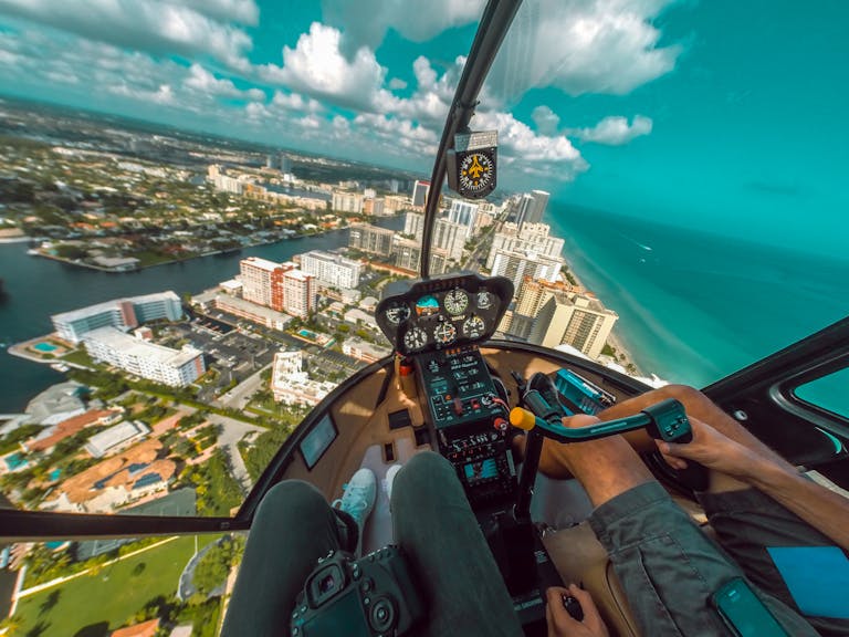 Point of View of a Person Riding a Helicopter