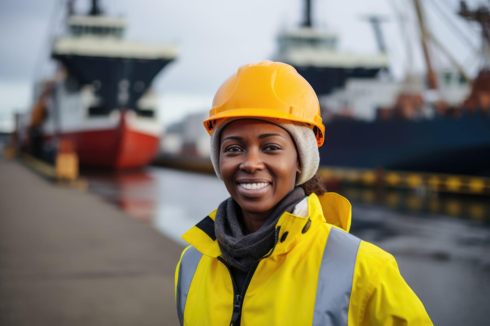 Confident Female maritime worker