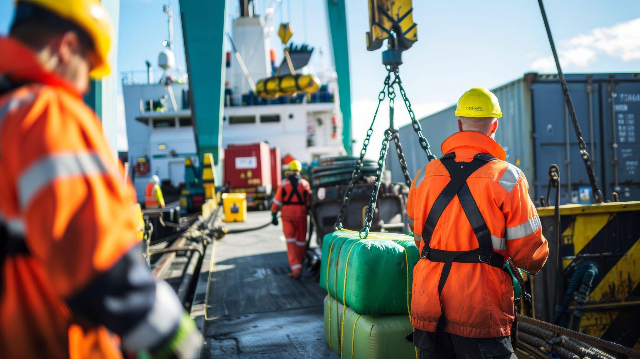 Cargo ship workers