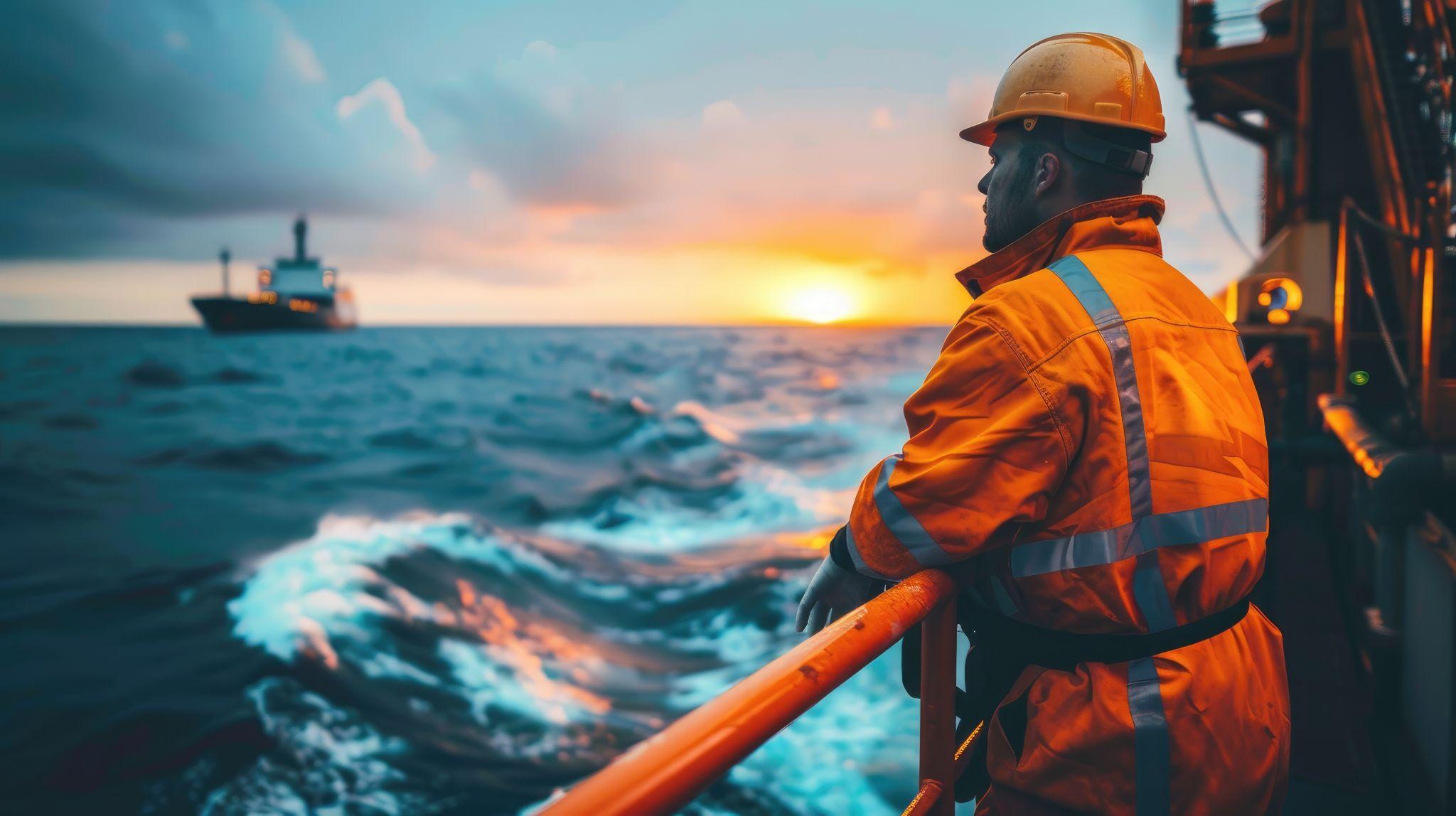 Maritime worker at sea