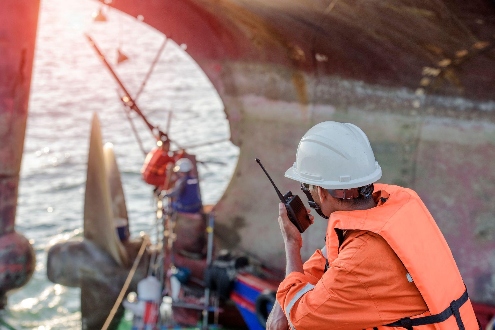 Maritime employee working on a dock