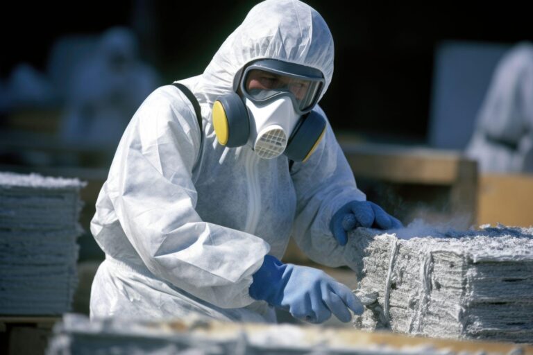 Maritime worker working with toxic chemicals