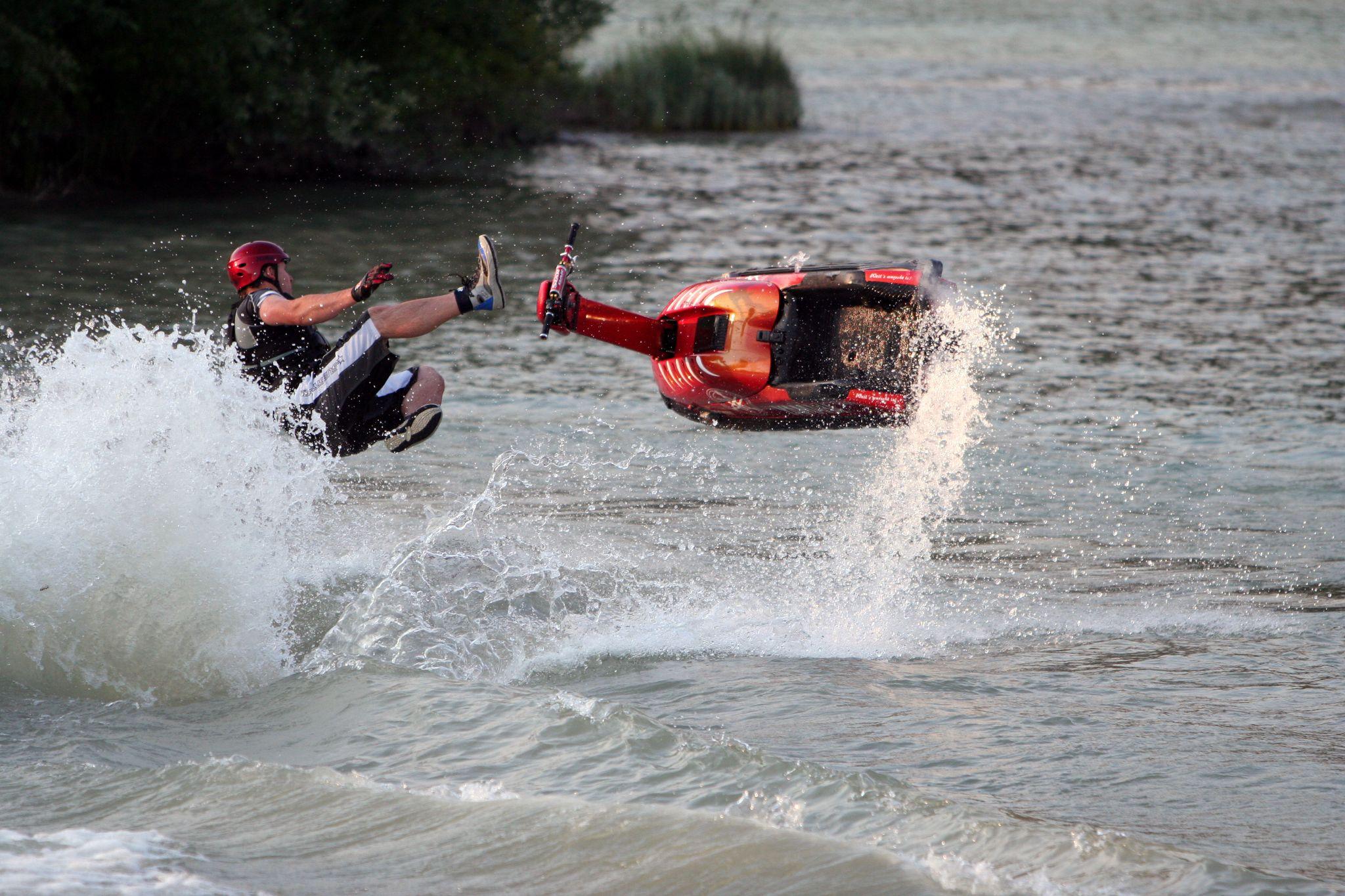 Man during a jet ski accident on the water